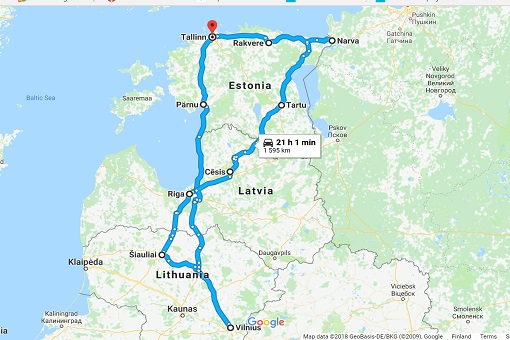Route in Estonia, Latvia and Lithuania